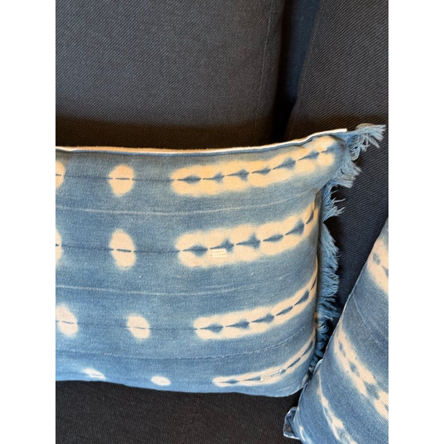 Custom Design Vintage Indigo Lumbar Pillows, Pair For Sale In San Francisco - Image 6 of 12