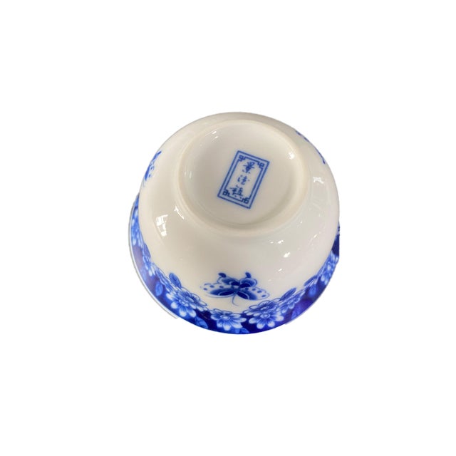 Chinoiserie Blue and White Tea Set 11 Pcs For Sale - Image 4 of 9