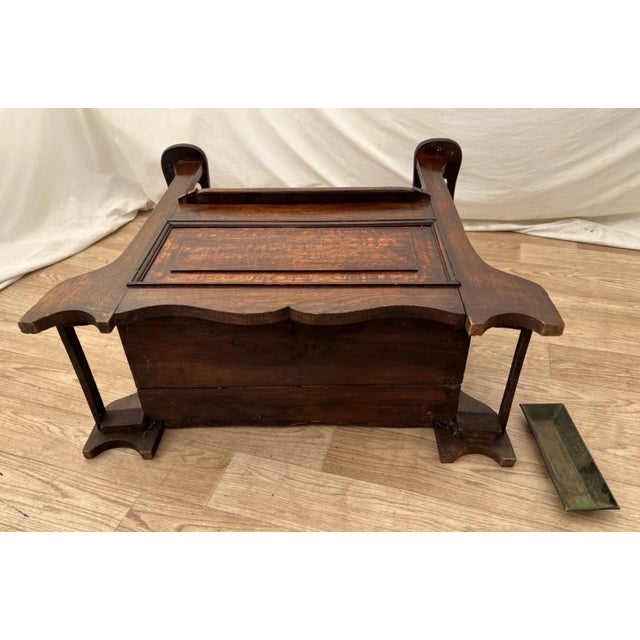 Antique Entry Chair Umbrella, Cane Stand, Under Seat Storage, Solid Dark Oak For Sale - Image 12 of 12