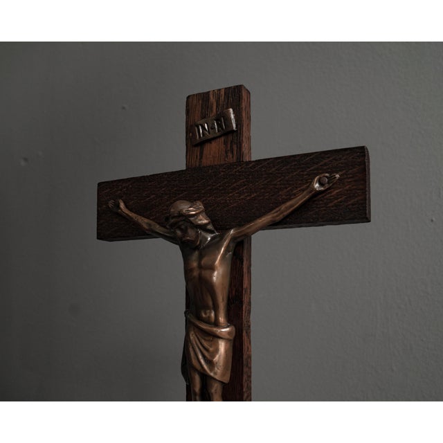 Brutalist Jesus Cross in Metal and Wood For Sale - Image 11 of 18