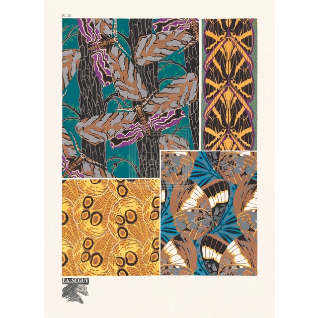 "Butterflies" Plate 20 Reproduction Print After E. A. Seguy For Sale