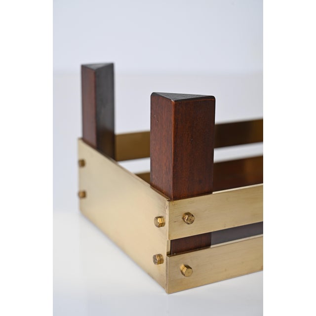 Mid-Century Brass and Walnut Pocket Emptier attributed to Tommaso Barbi, Italy, 1970s For Sale - Image 14 of 15