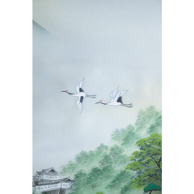 1960s 1960s "Landscape With the Bridge", Vintage Japanese Silk Scroll Print For Sale - Image 5 of 15