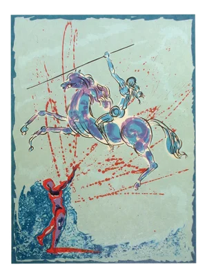 1977 "Joan of Arc" Surrealist Lithograph Japon Paper Edition by Salvador Dali