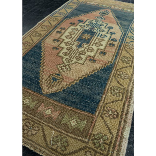 Turkish Mini Rug Oriental Hand Knotted Vintage Rug 1'10" x 3'3" #20716 For Sale - Image 4 of 8