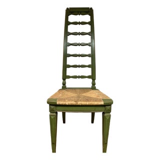 Vintage Tall Ladderback Chair With Rush Seat For Sale