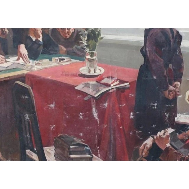 Antique Oil Painting: Ukrainian Socialist Realism Art, 1970s 140-200 For Sale - Image 4 of 6