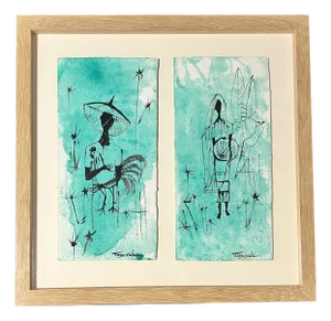Romeo Tabuena, Figures, Watercolor and Ink on Paper, 1960s