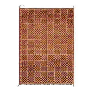 Vintage Moroccan Rug With Orange, Red, and Gray Geometric Patterns - Rug & Kilim For Sale