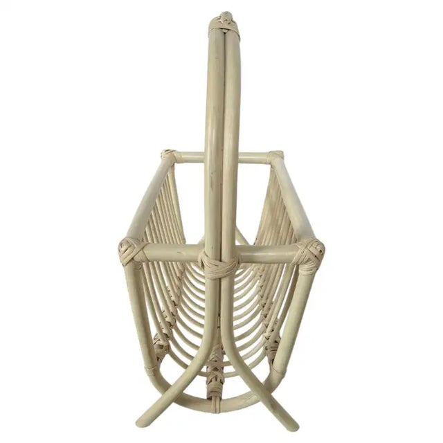 Mid Century Modern Sculptural Bamboo Magazine Rack Holder, Franco Albini Style For Sale In Philadelphia - Image 6 of 10