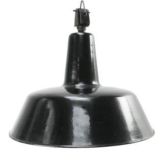 Vintage Industrial Factory Black Enamel Pendant Light by Philips For Sale