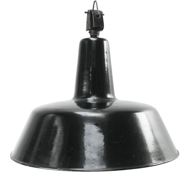Vintage Industrial Factory Black Enamel Pendant Light by Philips For Sale