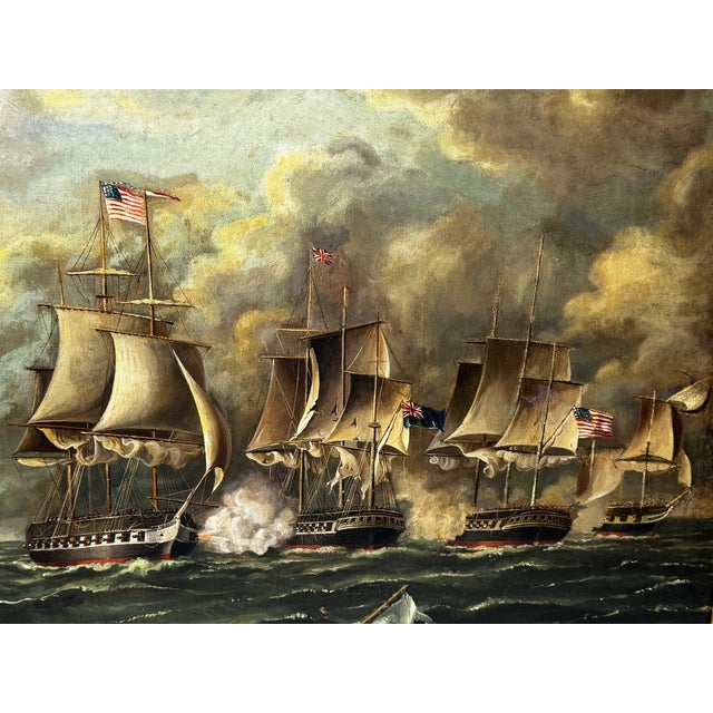 Old Ironsides: USS Constitution vs HMS Cyane & Levant, English School c.1830 — Oil on Canvas (in the manner of Thomas...