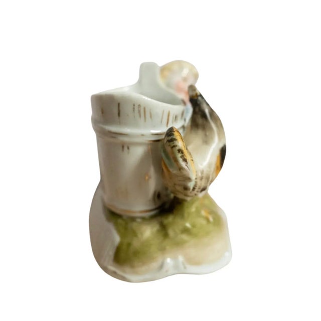 Late 19th Century Late 19th Century Girl Feeding Chicken Porcelain Match Striker / Holder For Sale - Image 5 of 8