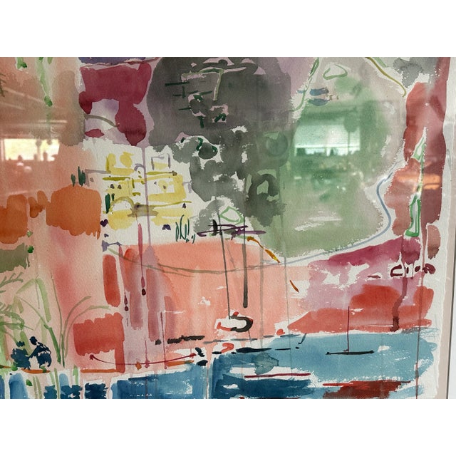 Paper Original Watercolor Painting by Avraham Binder, Coastal, Sea Side. Large & Gorgeous, Color For Sale - Image 7 of 11
