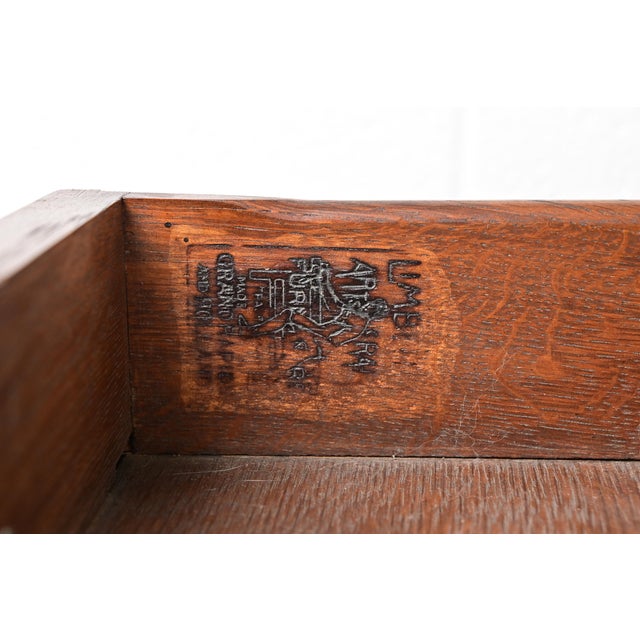 Limbert Antique Mission Oak Arts & Crafts Writing Desk or Library Table, Circa 1910 For Sale - Image 9 of 14