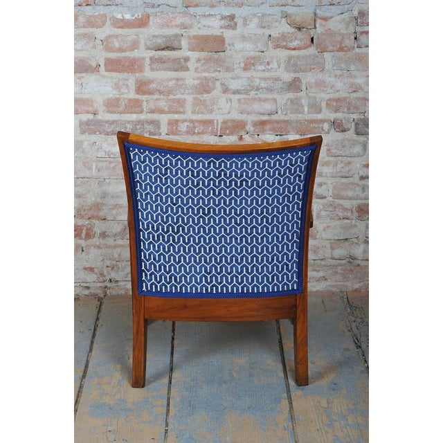 Blue Art Deco Armchairs in Walnut, Czech, 1920s, Set of 3 For Sale - Image 8 of 14