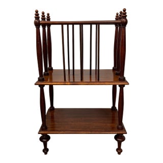 Late 19th Century Victorian-Style Two-Tier Magazine Rack With Turned Spindle Supports For Sale