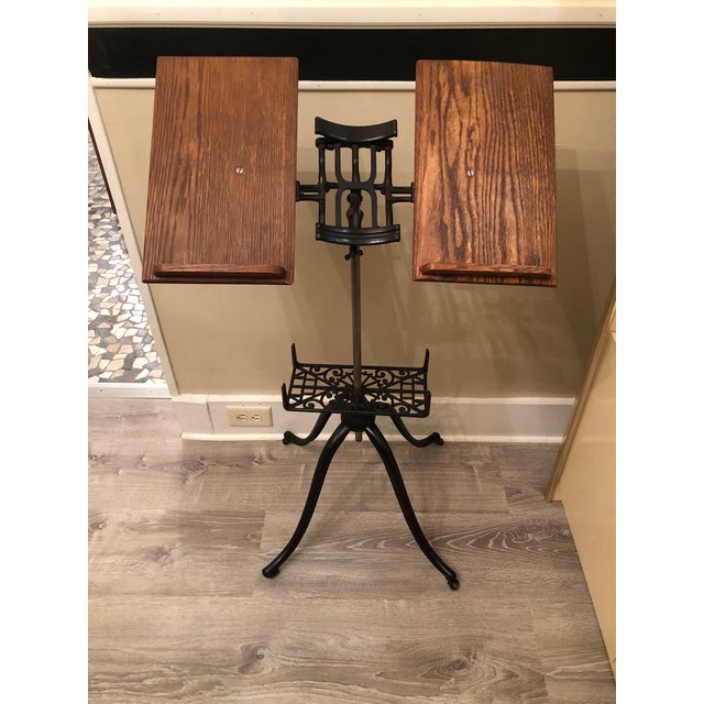 Antique Cast Iron And Oak Book Stand Chairish