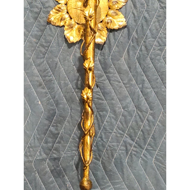 19th Century French Gilt Metal Wall Sconce With Amber Glass Hurricane For Sale - Image 4 of 4