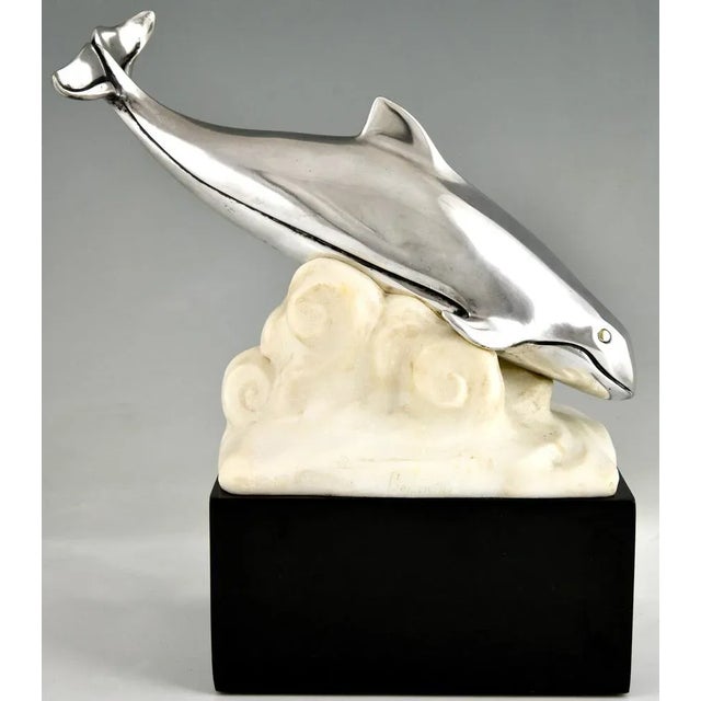 Marcel Bouraine, Art Deco Whale in the Waves, 1925, Bronze For Sale - Image 4 of 13