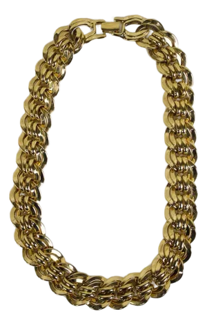 Vintage Napier Runway Couture Necklace Pat # Chunky Gold Tone Wide Links
