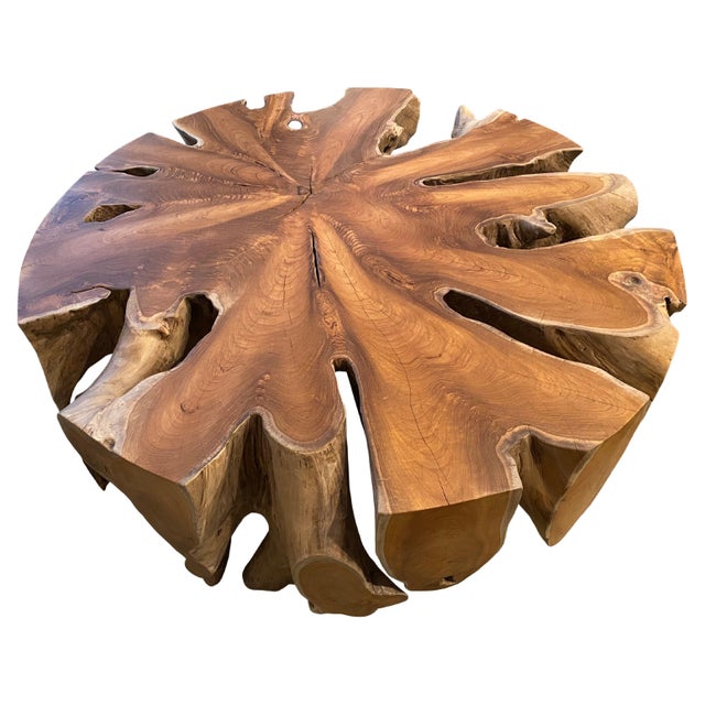 Andrianna Shamaris Organic Teak Wood Round Coffee Table For Sale In New York - Image 6 of 18