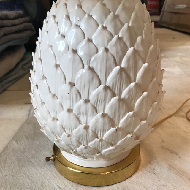 1940s Italian pineapple/artichoke shaped white porcelain table lamp. Gorgeous. Hard to find. As seen in Elle Decor. Love...