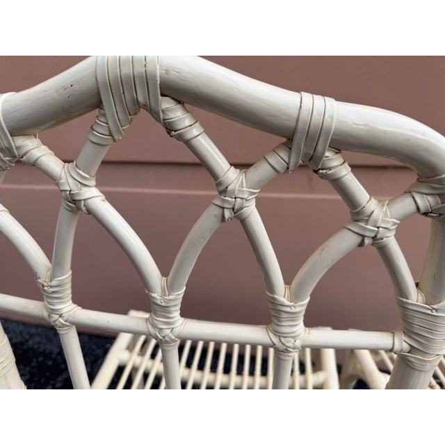 Wood Vintage McGuire San Francisco Cathedral Back Rattan Dining Chairs – A Pair For Sale - Image 7 of 11