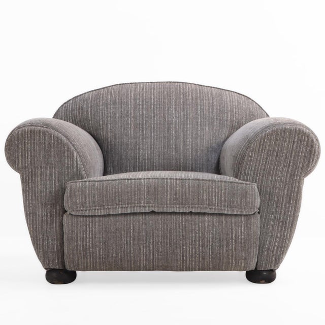 Art Deco A Large Pair of Art Deco Upholstered Club Chairs, in the Manner of Jean Royere, C. 1935. For Sale - Image 3 of 9