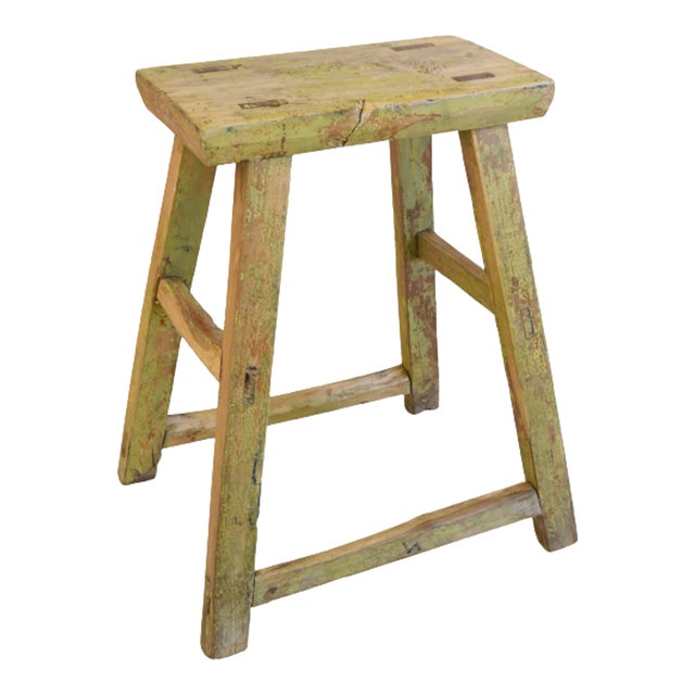 Vintage Rustic Primitive Country Farmhouse Elm Wood Stool Bench Side ...
