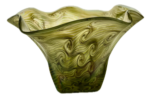 Iridescent Translucent Glass Dish with Peacock Eyes by Victor Durand