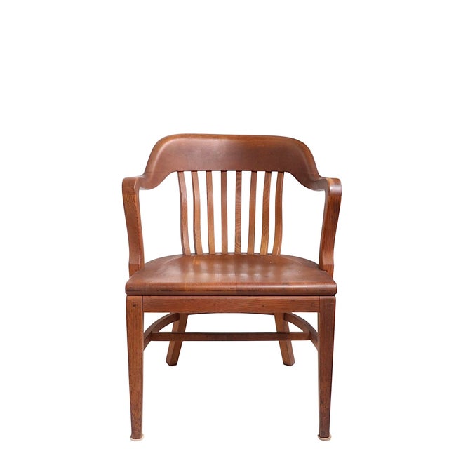 Art Deco Mid 20th Century Oak Bank of England Jury Desk Office Chair by Gunlocke For Sale - Image 3 of 12