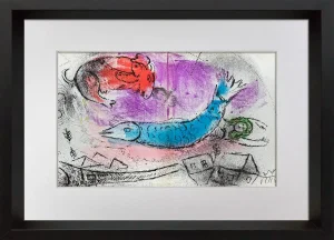 Marc Chagall Limited Edition Original Color Lithograph, 1957 With Archival Frame Included