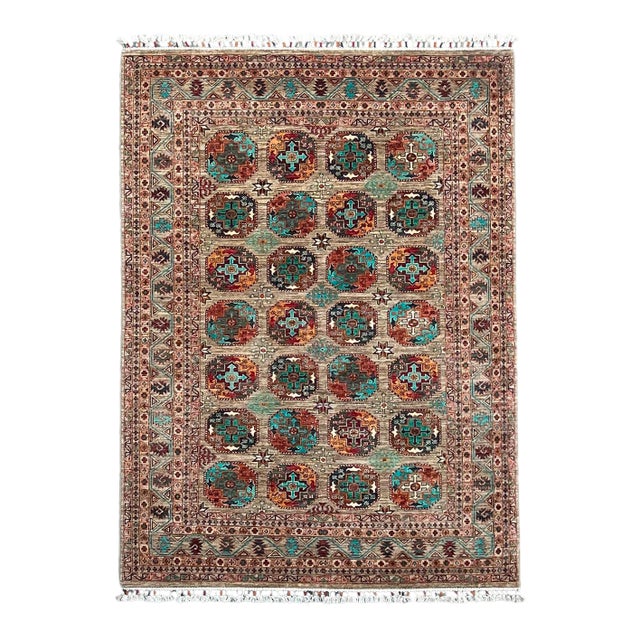 Vintage Caucasian Kazak Wool Rug With Repeating Medallions – 168x231 Cm For Sale