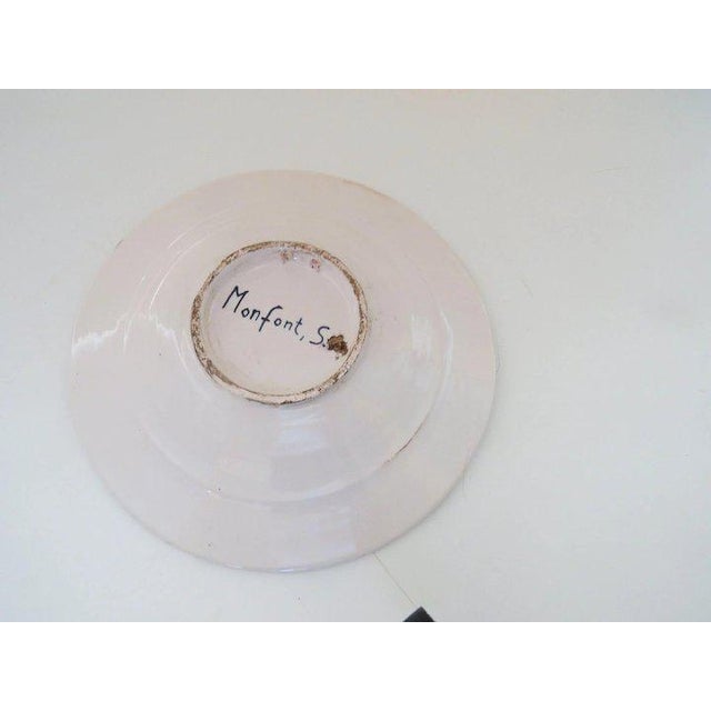 Mid 19th Century Vintage Hand Painted Faience Plate Country Farmer Blue and White (A) For Sale - Image 5 of 8