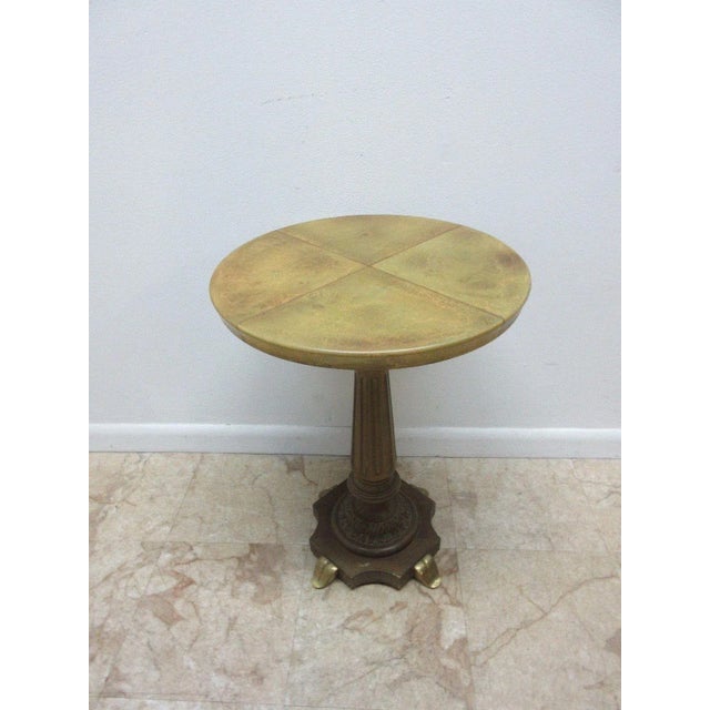 Vintage Brass Faux Paint Marble French Regency Side Table For Sale - Image 4 of 11