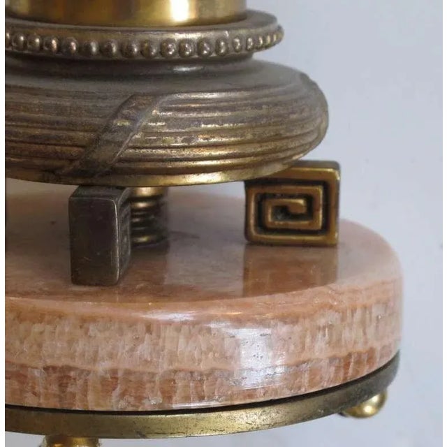 Art Deco French Art Deco Rosso-Pistalo Marble Columnar Lamps - a Pair For Sale - Image 3 of 3