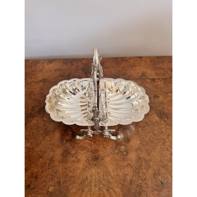 Antique Silver-Plated Folding Shell Biscuit Box, 1880 For Sale - Image 7 of 8