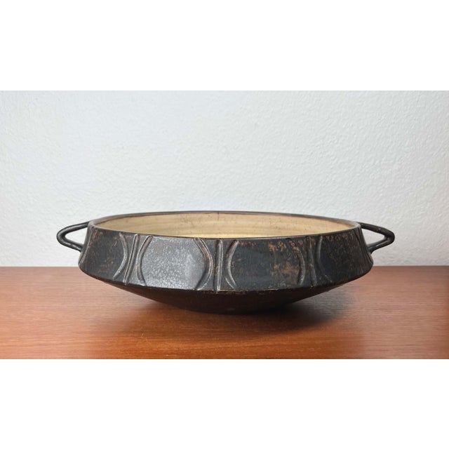 Beige Large Mid-Century Modern Danish Studio Pottery Bowl from Lund Keramik, 1960s For Sale - Image 8 of 18