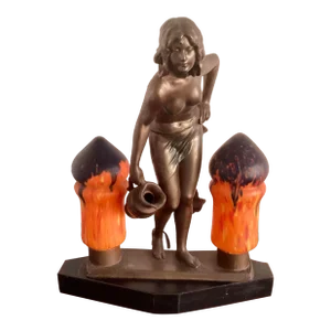 Antique Bronze Lady Table Lamp