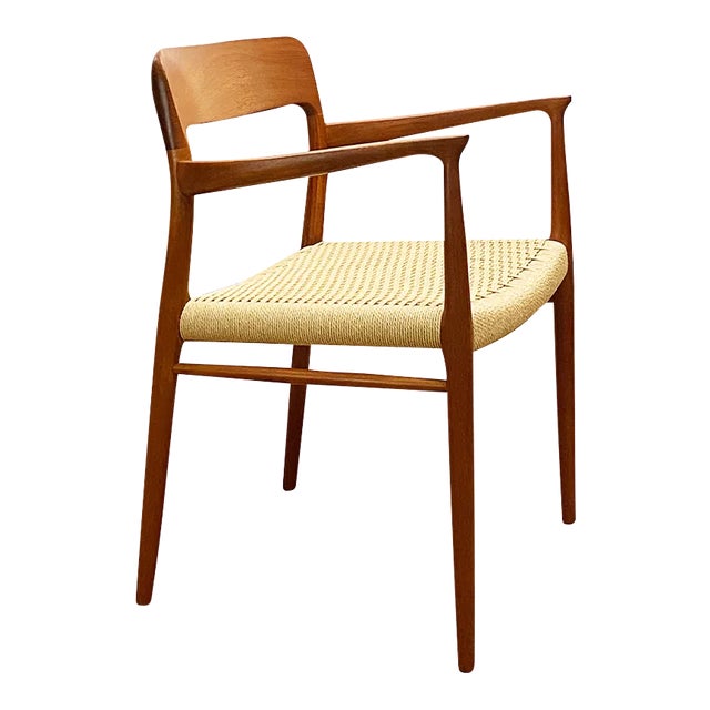 Mid-Century Danish Teak Model 56 Armrest Chair with Braid by Niels O. Møller for J.l. Moller, 1950s For Sale