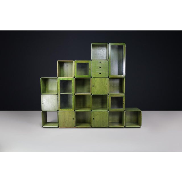 Green Modular Cabinet by Derk Jan de Vries for Maisa di Seveso, 1970s, Set of 19 For Sale - Image 14 of 18