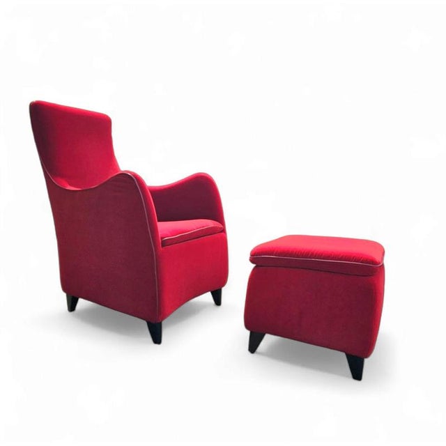 Set of Senta Armchair and Ottoman in Red Velvet by Gerard van den Berg for Wittmann For Sale - Image 15 of 18