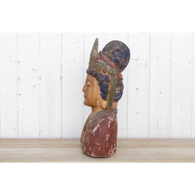 Antique Quan-Yin Wooden Bust For Sale - Image 10 of 12