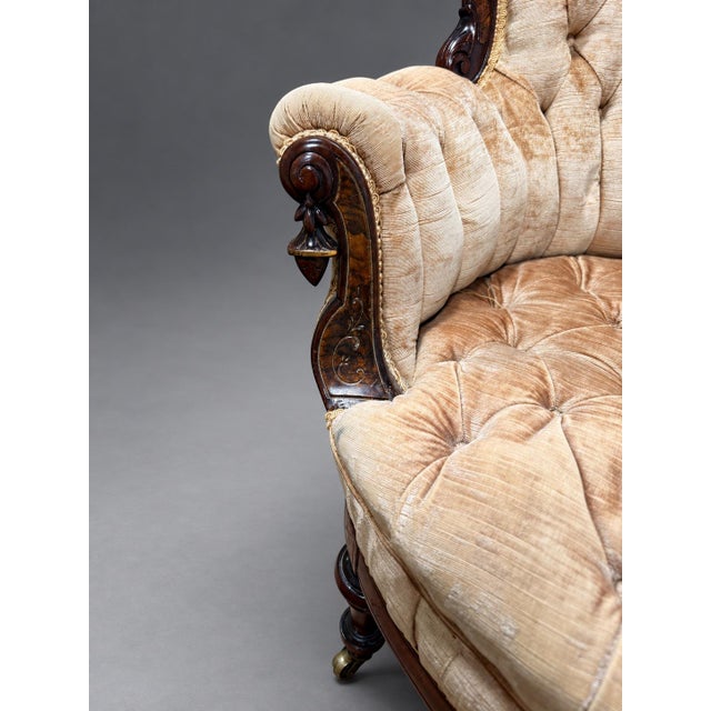 Wood 7 Pc, M & H Schrenkeisen or J. Jelliff American Renaissance Revival Parlor Suite For Sale - Image 7 of 13