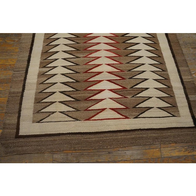 Stone Gray 1920s Gray Geometric Tribal Antique American Navajo Rug 4'9" X 7'7" Flatweave Wool Carpet For Sale - Image 8 of 10