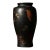 Vintage Chinoiserie Black Porcelain Baluster Vase With Gilt Leaves and Songbird For Sale