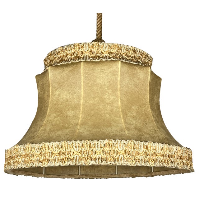 Vintage Rawhide Pendant Lamp, 1950s For Sale