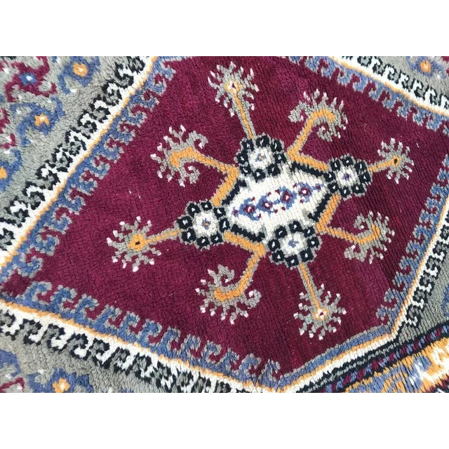 Beautiful mid-20th century rug with geometric design and a purple color field, entirely hand knotted with wool velvet on...